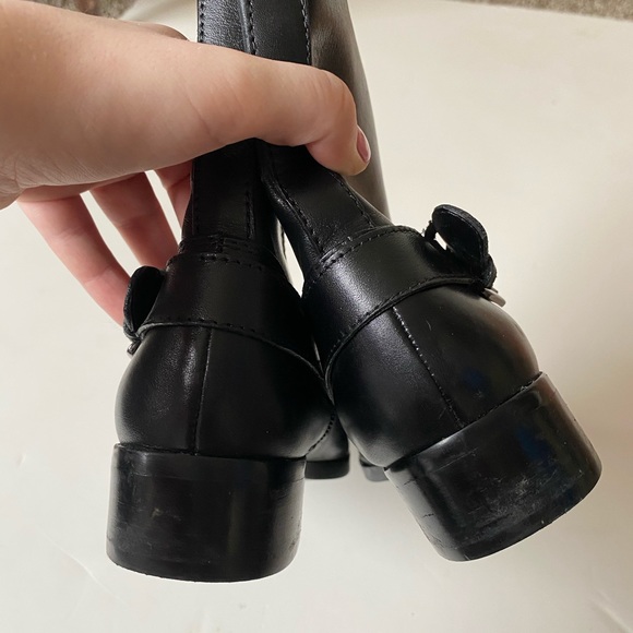 Marc Fisher Hetra Black Leather Belted Moto Ankle Boots - Picture 7 of 15